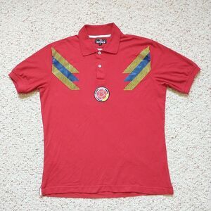 VTG Colombian Polo Shirt Men Red Logo Embroidery Soccer World Cup Y2K XL/M*READ